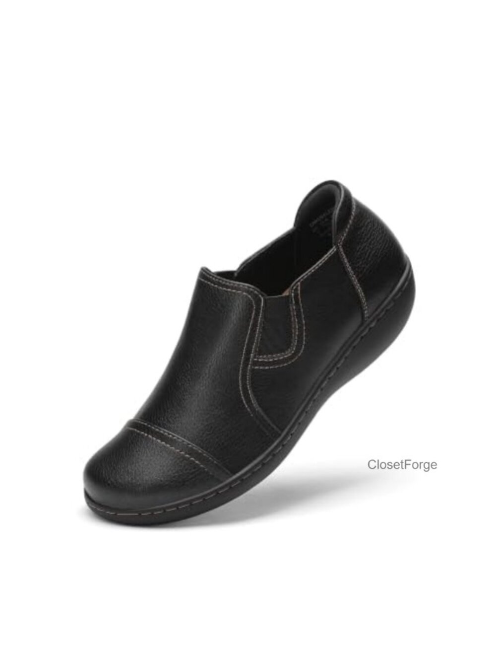 Women's Faux Leather Loafers Arch Support Work Shoes Slip-On Comfort Flats